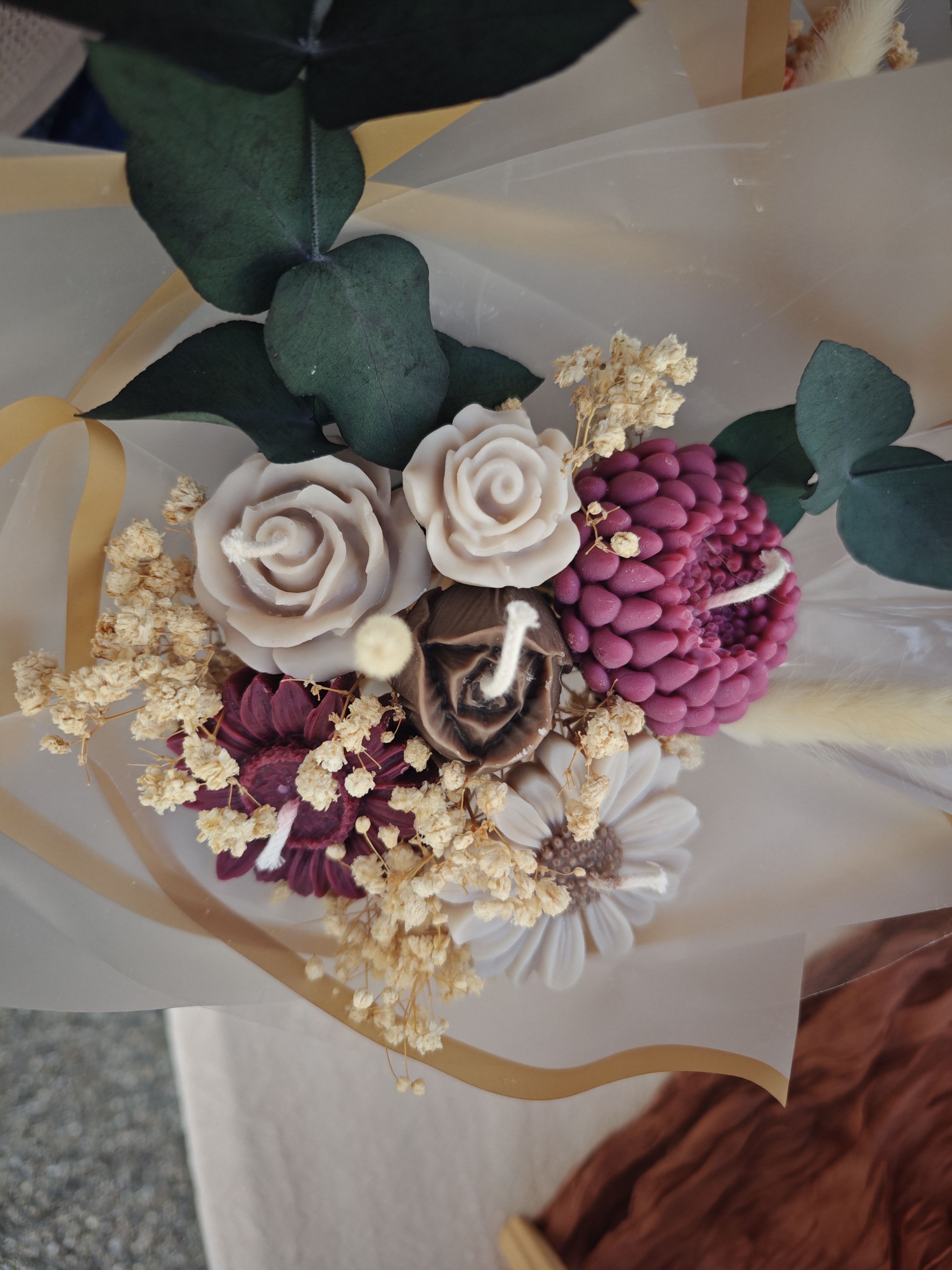 Bouquet de bougies fleurs automnales