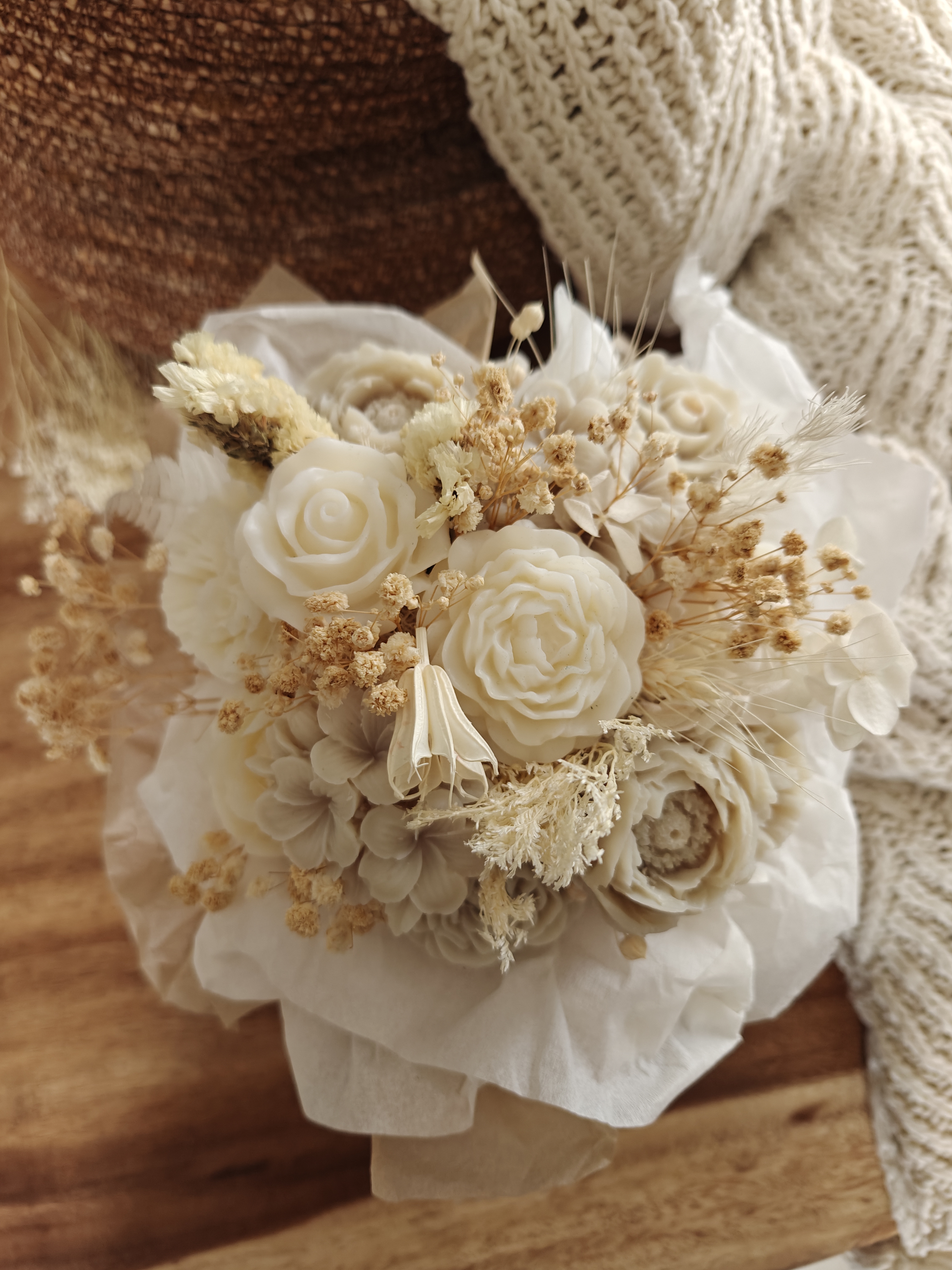 Bouquet de bougies blanches