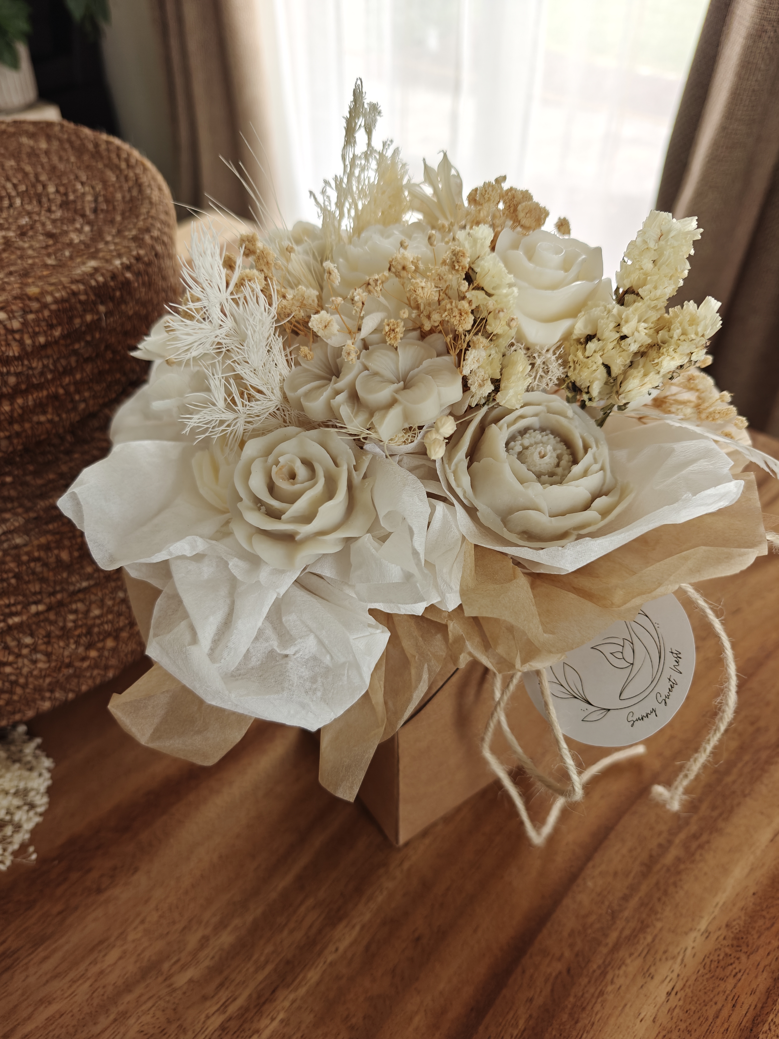 Bouquet de bougies fleurs blanches