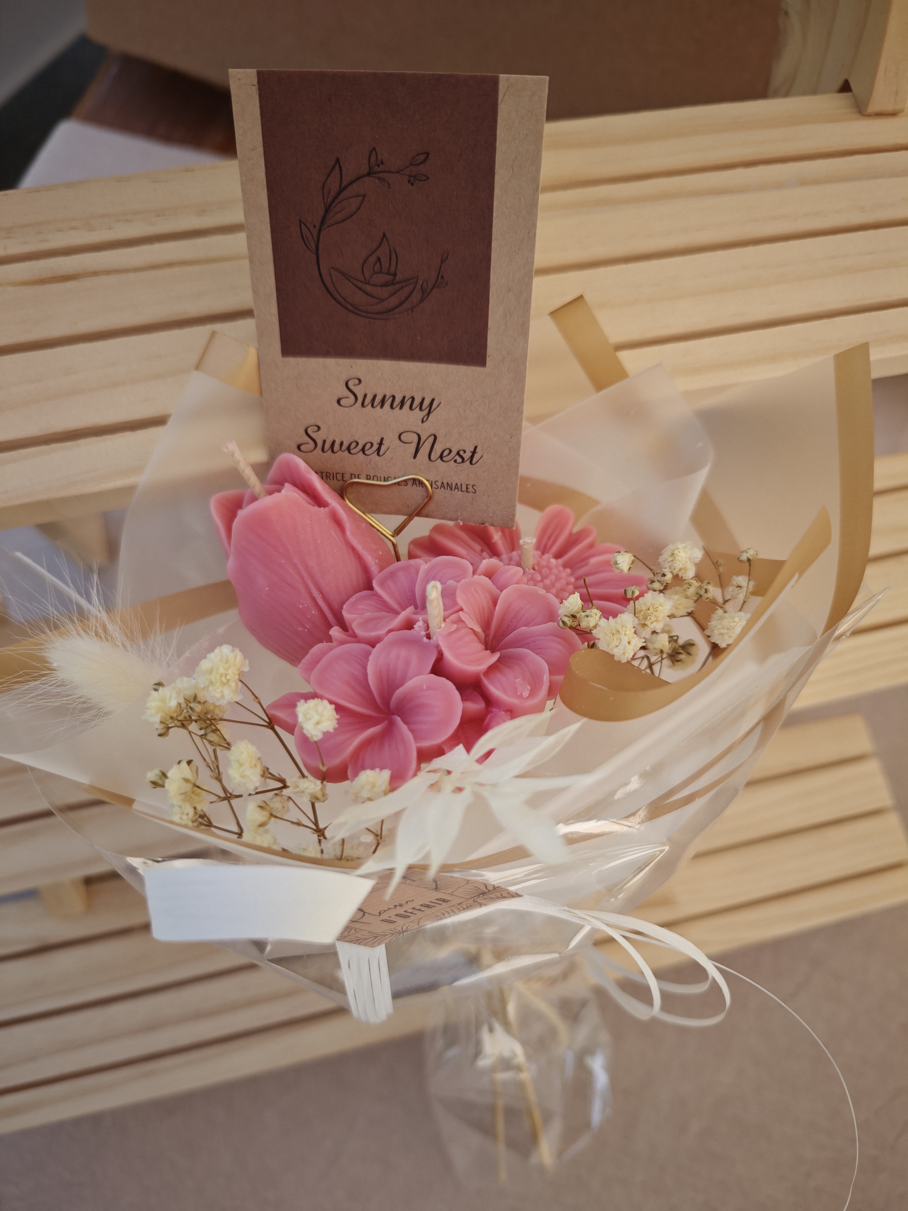 Bouquet de bougies roses